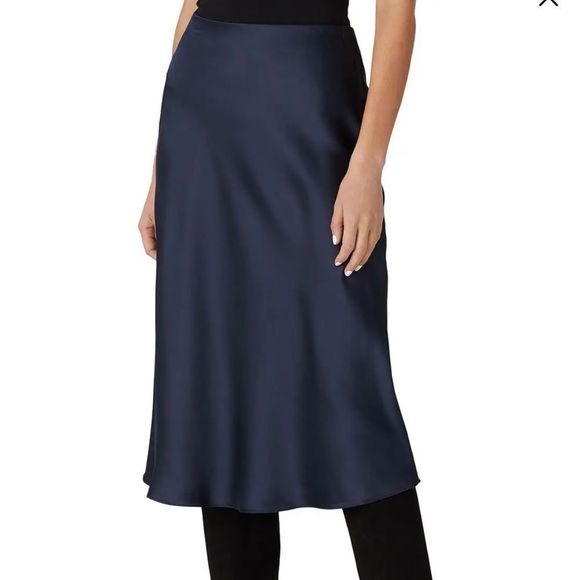 Ralph Lauren Navy Charmeuse Skirt - Picture 1 of 7